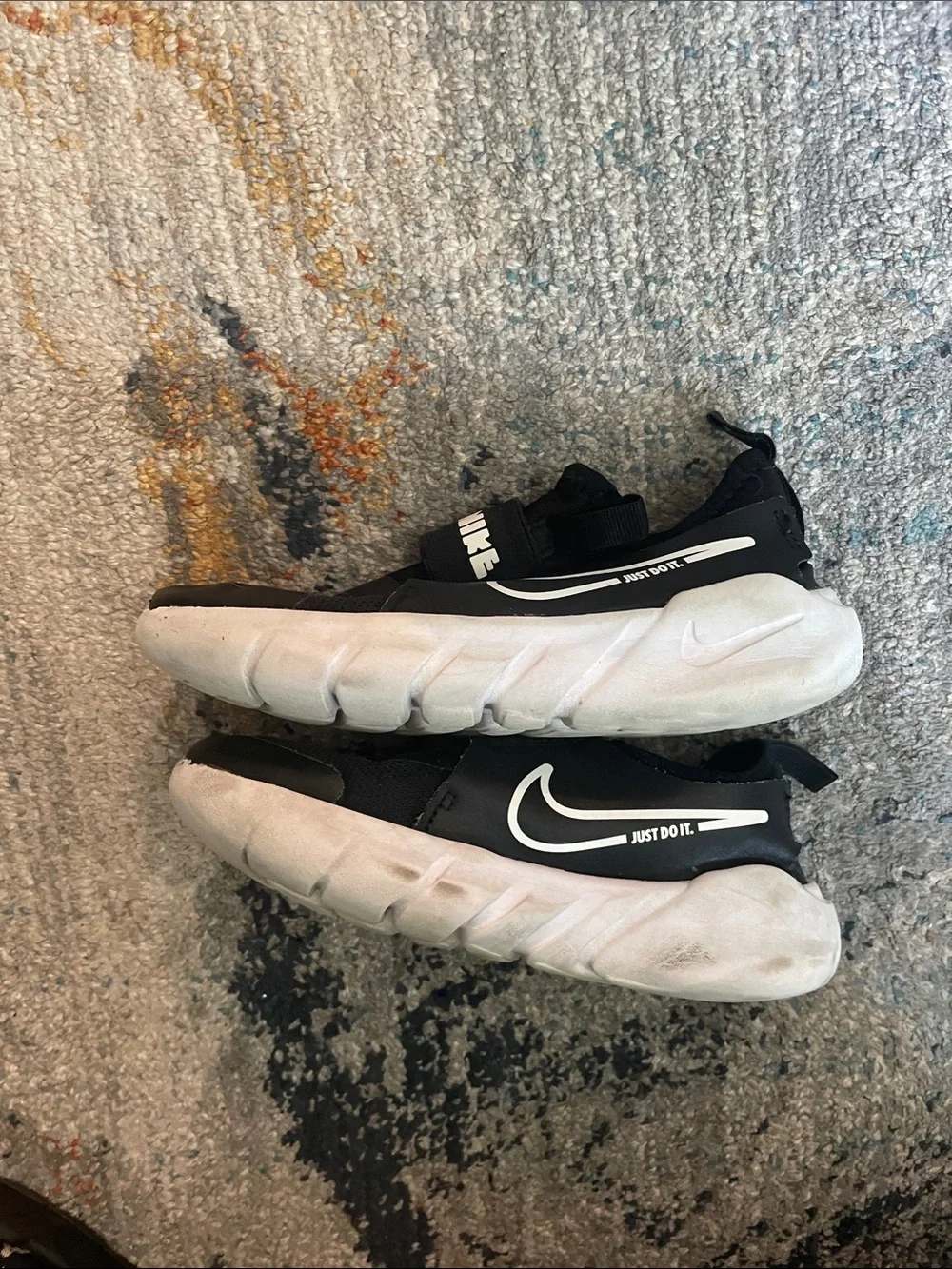 Nike Black and White Slip-On Athletic Sneakers with Colored Insoles
